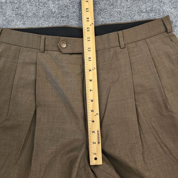 Brooks Brothers Pants Mens 36R (35x30) Brown 100% Wool Pleated Brooksease Casual - Picture 7 of 16